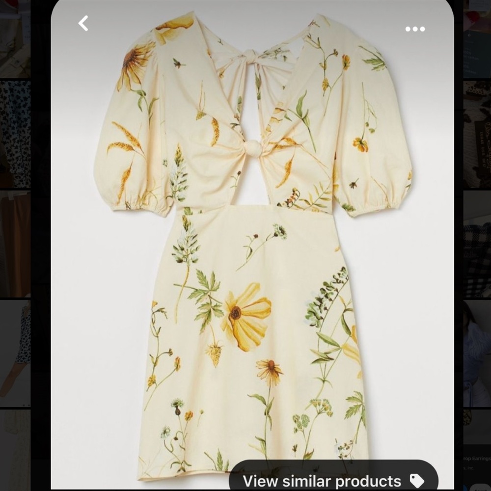 H&M - floral neutral dress with front and back cut outs
